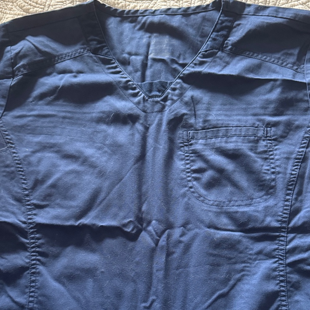 Navy Blue Women’s V-Neck Scrub Top